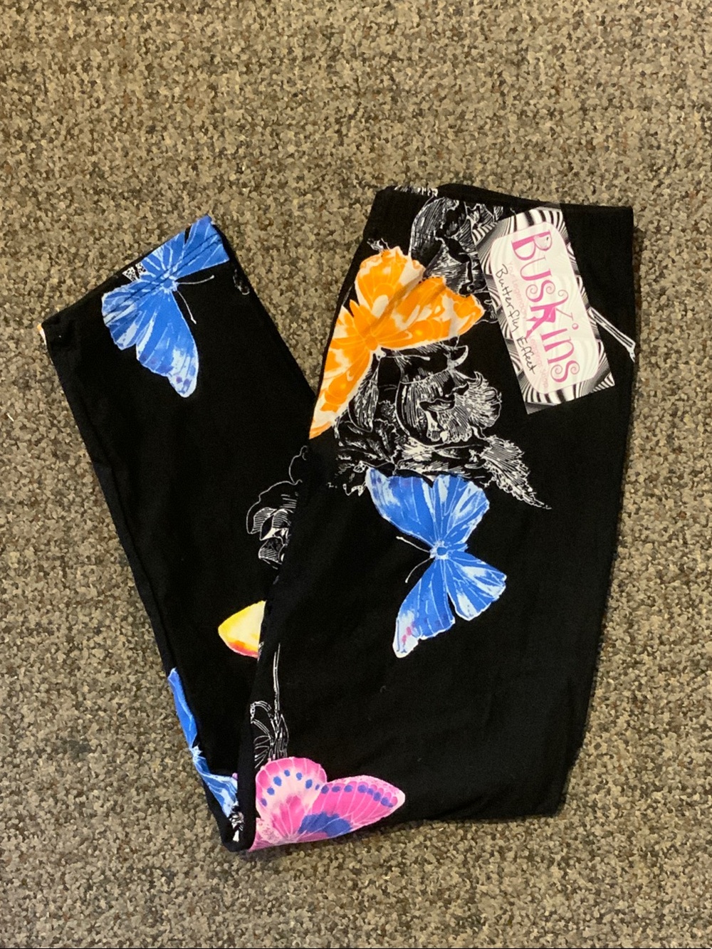 NWT Buskins Floral Butterfly Kids Leggings One Size
